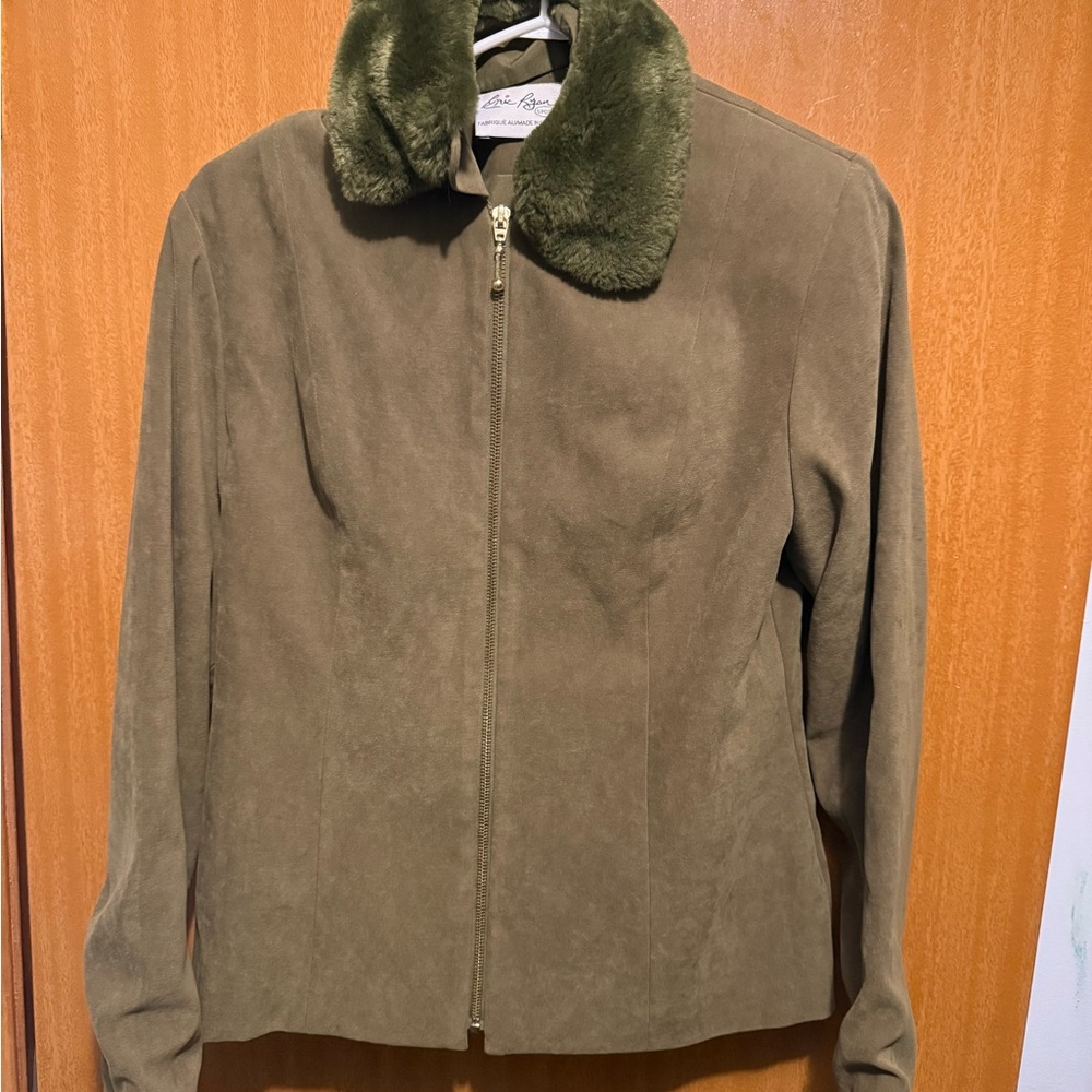 Vintage Eric Ryan Khaki Jacket with Faux Fur Collar